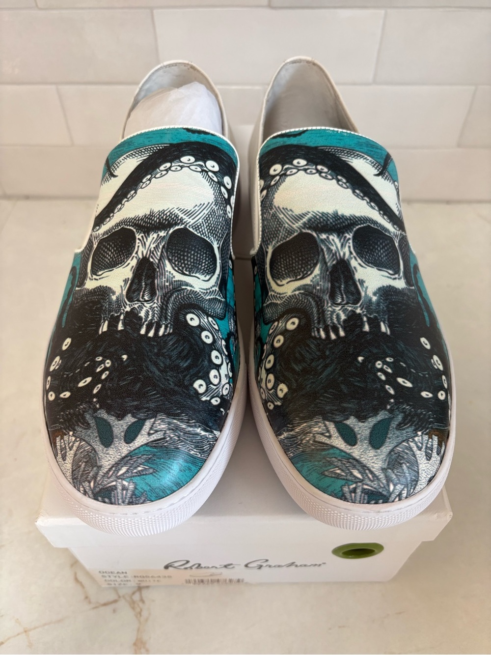 Robert Graham Ocean and Skull slip-ons